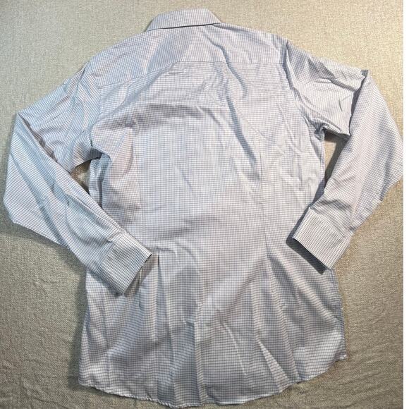 Eton 41/16 Men’s Blue White Windowpane Contemporary Fit Dress Shirt Officewear - Picture 2 of 7